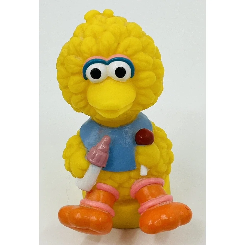 Vintage Muppet Babies Baby Big Bird Figure Toy Vinyl PVC Bottle Sucker Lollipop